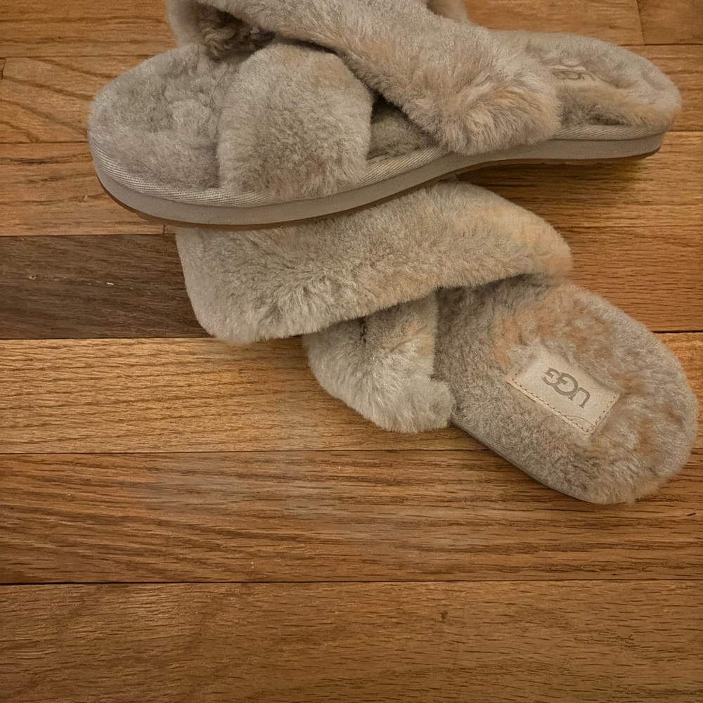 UGG Women's Plush Cream Slippers
